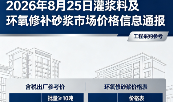 桂林2026年8月25日灌浆料及环氧修补砂浆市场价格信息通报